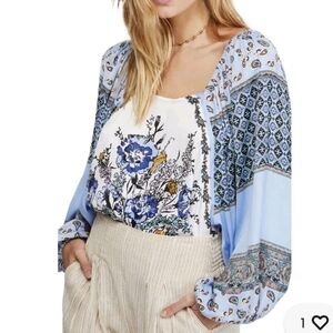 Free People Multicolor Floral Pattern Blouse